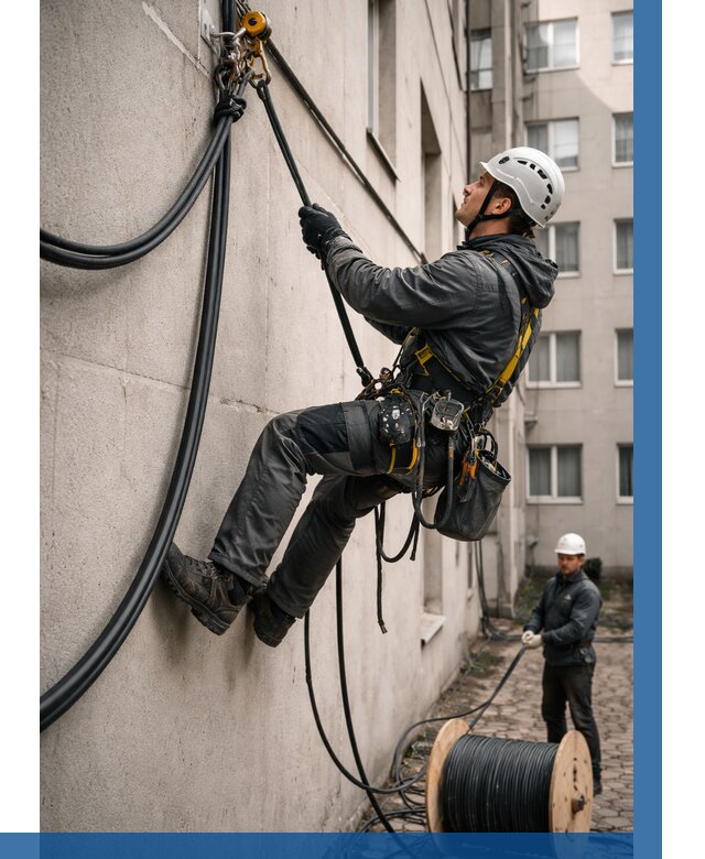 Протяжка кабеля питания на высоте в Куйбышеве от 467 р. | ВЫСОТНИК-Кбш