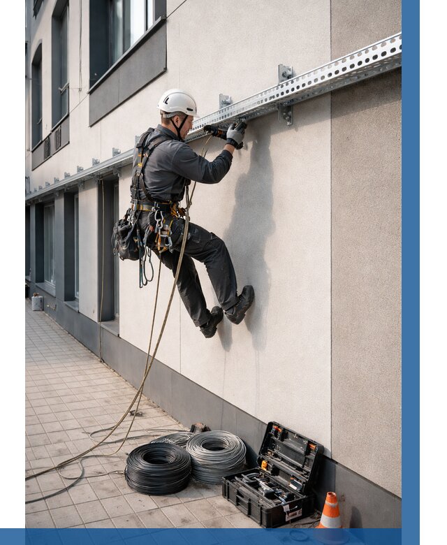 Монтаж кабельных лотков на фасаде в Куйбышеве от 1244 р. | ВЫСОТНИК-Кбш