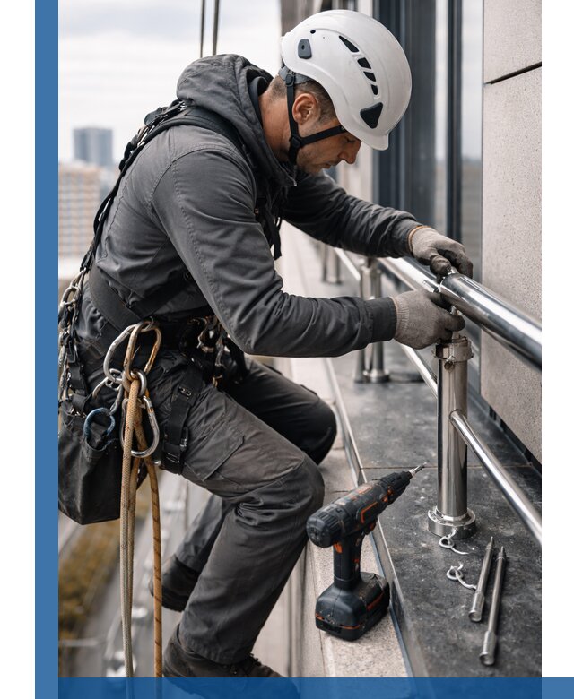 Монтаж ограждений на высоте в Куйбышеве для зданий и конструкций