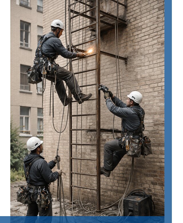 Ремонт пожарной лестницы в Куйбышеве от 7777 р. | ВЫСОТНИК-Кбш