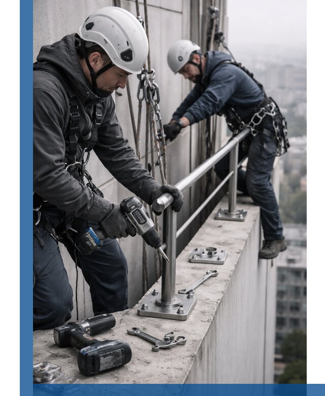 Монтаж перил на высоте в Куйбышеве для жилых и промобъектов