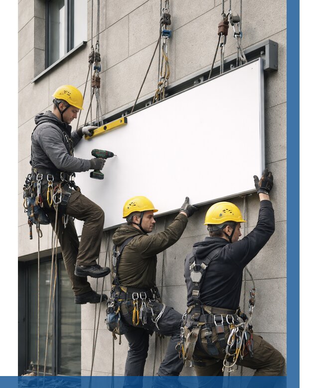 Монтаж рекламной вывески в Куйбышеве от 8295 р. | ВЫСОТНИК-Кбш