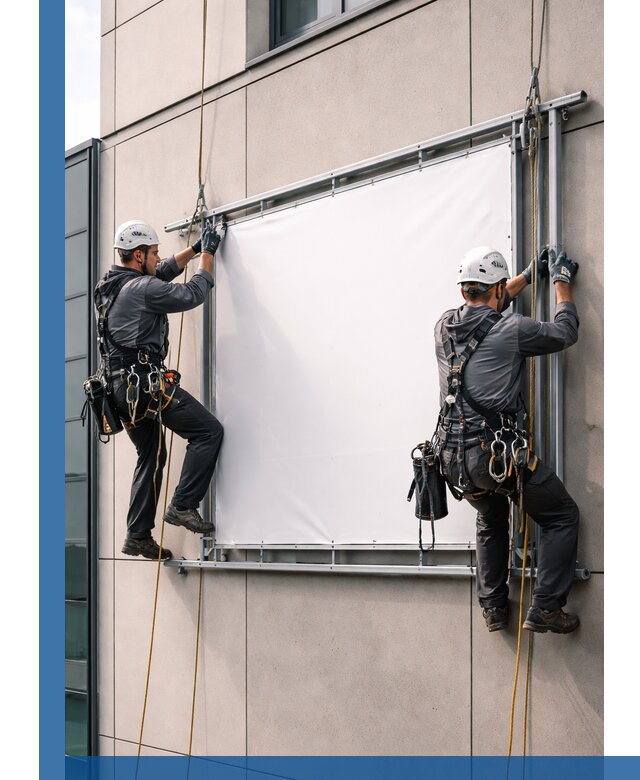 Монтаж наружной рекламной вывески в Куйбышеве под ключ