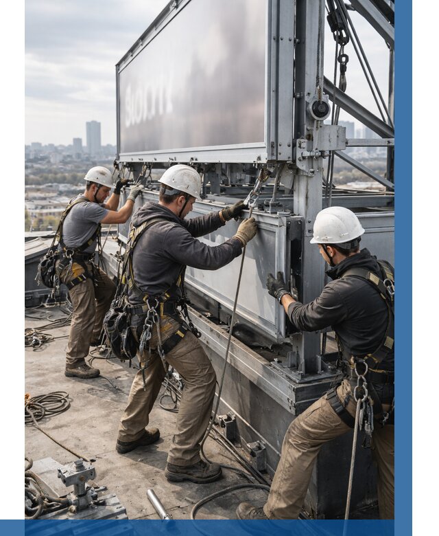 Монтаж крышной рекламной конструкции в Куйбышеве от 62214 р.|ВЫСОТНИК-Кбш