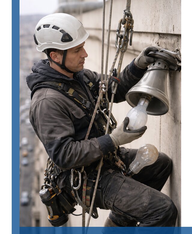 Замена ламп на высоте в Куйбышеве профессионально и быстро