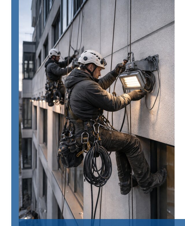 Монтаж фасадного освещения в Куйбышеве установка и подключение
