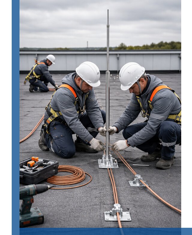 Монтаж молниезащиты на кровле в Куйбышеве под ключ с гарантией