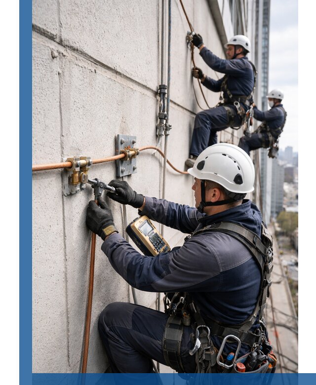 Монтаж системы заземления здания и молниезащиты в Куйбышеве