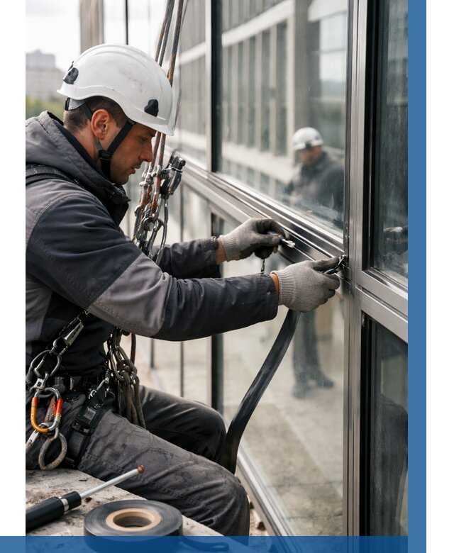 Ремонт витражных конструкций в Куйбышеве от 3629 р. | ВЫСОТНИК-Кбш