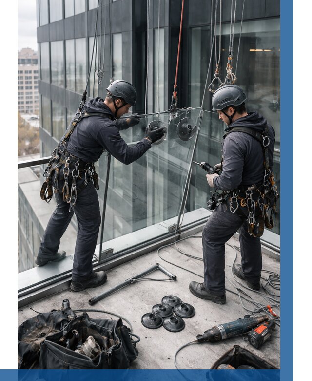 Монтаж стеклянных ограждений в Куйбышеве от 2592 р. | ВЫСОТНИК-Кбш