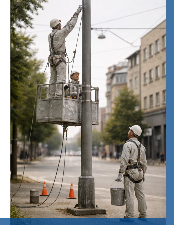 Покраска опор освещения в Куйбышеве от 5185 р. | ВЫСОТНИК-Кбш