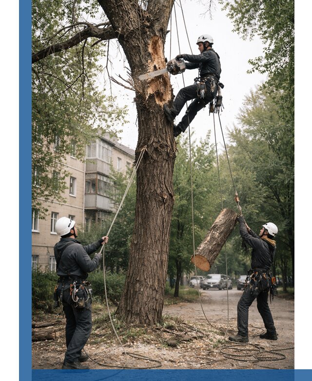 Срочное удаление аварийных деревьев в Куйбышеве с гарантией безопасности
