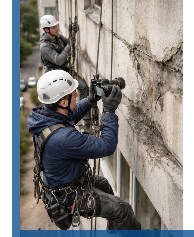 Фотофиксация дефектов фасада с высотной съемкой в Куйбышеве
