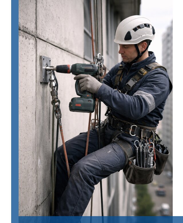 Установка анкерных точек для высотных работ в Куйбышеве